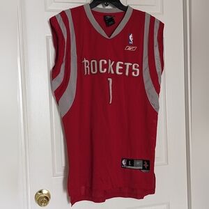 Reebok NBA Mens Houston Rockets Tracy McGrady Red Basketball Jersey Size Large